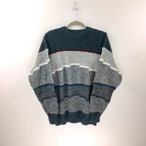 Vintage Mens Geometric Knit Sweater